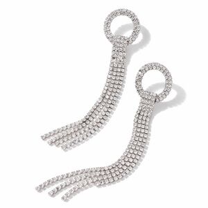 New! Silver Tassel Crystal Earrings (3018) NWOT